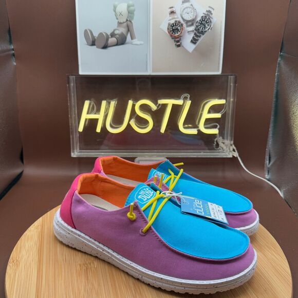 Hey Dude Wendy Slub Canvas Color Block Women’s Size 7/ 6 youth - Picture 1 of 8